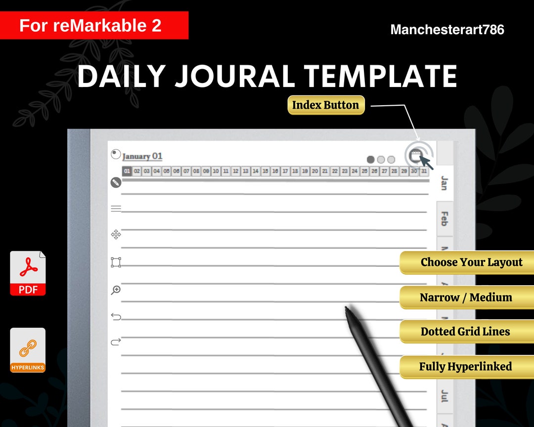 Daily Journal for Remarkable 2, 2023 Remarkable Templates Journal