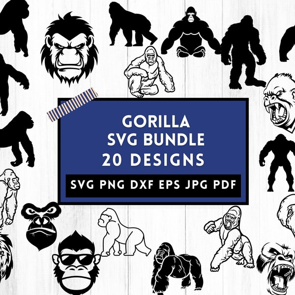 Gorilla Svg, Monkey Svg, Gorilla Png, Gorilla Shirt, Tshirt Svg, Angry Gorilla, Gorilla Clipart, Svg Files For Cricut, Gorilla Svg Bundle