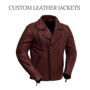Custom Men's Biker Blood Color Cowhide Leather Jacket, Motorcycle Jacket Men, Made To Order, Leather Jacket, Genuine Leather Jacket