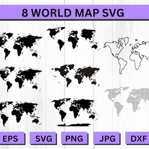 World Map Svg, World Map Clipart, World Map Png, World Map Vector, World Map Silhouette, World Map Dxf, World Map, Svg Files For Cricut