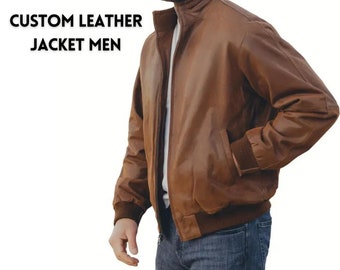 Genuine Leather Mens Bomber Jacket, Customizable Leather Jacket Men, Genuine Leather Jacket, Made To Order, Personalized Leather Jacket