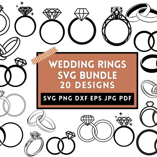 Wedding Ring Svg, Wedding Svg, Diamond Ring Svg, Engagement Ring Svg, Wedding Rings Svg, Wedding Rings, Svg Files For Cricut
