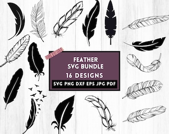 Feather Svg Bundle, Feather Png, Feather Clipart, Feather Vector, Feather Silhouette, Svg Files For Cricut, Vector Files, Instant Download