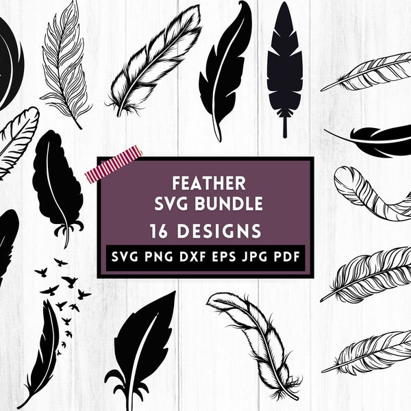 Feather Svg Bundle, Feather Png, Feather Clipart, Feather Vector, Feather Silhouette, Svg Files For Cricut, Vector Files, Instant Download