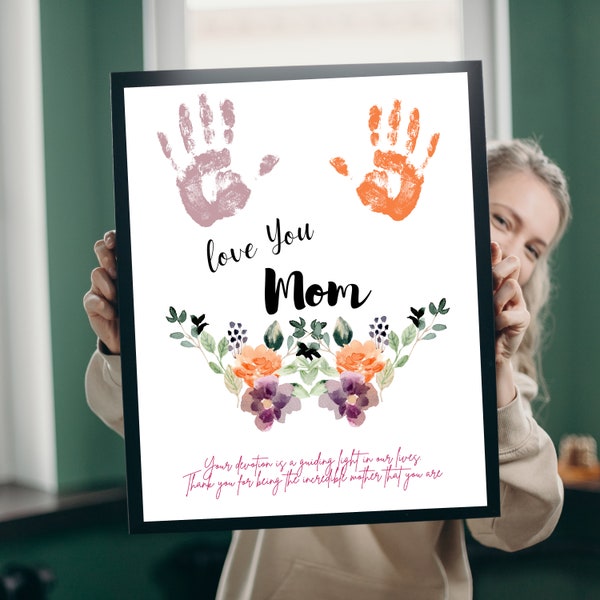Adorable cadeau de fête des mères imprimé à la main à faire soi-même / souvenir inoubliable : oeuvre d'art imprimable pour la fête des mères