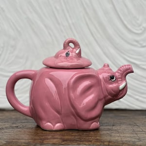 Pink elephant teapot - vintage 1980s zoomorphic teapot.