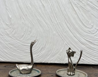 ヴィンテージの手描き陶器の長い首の猫 - イタリア製、ミッド