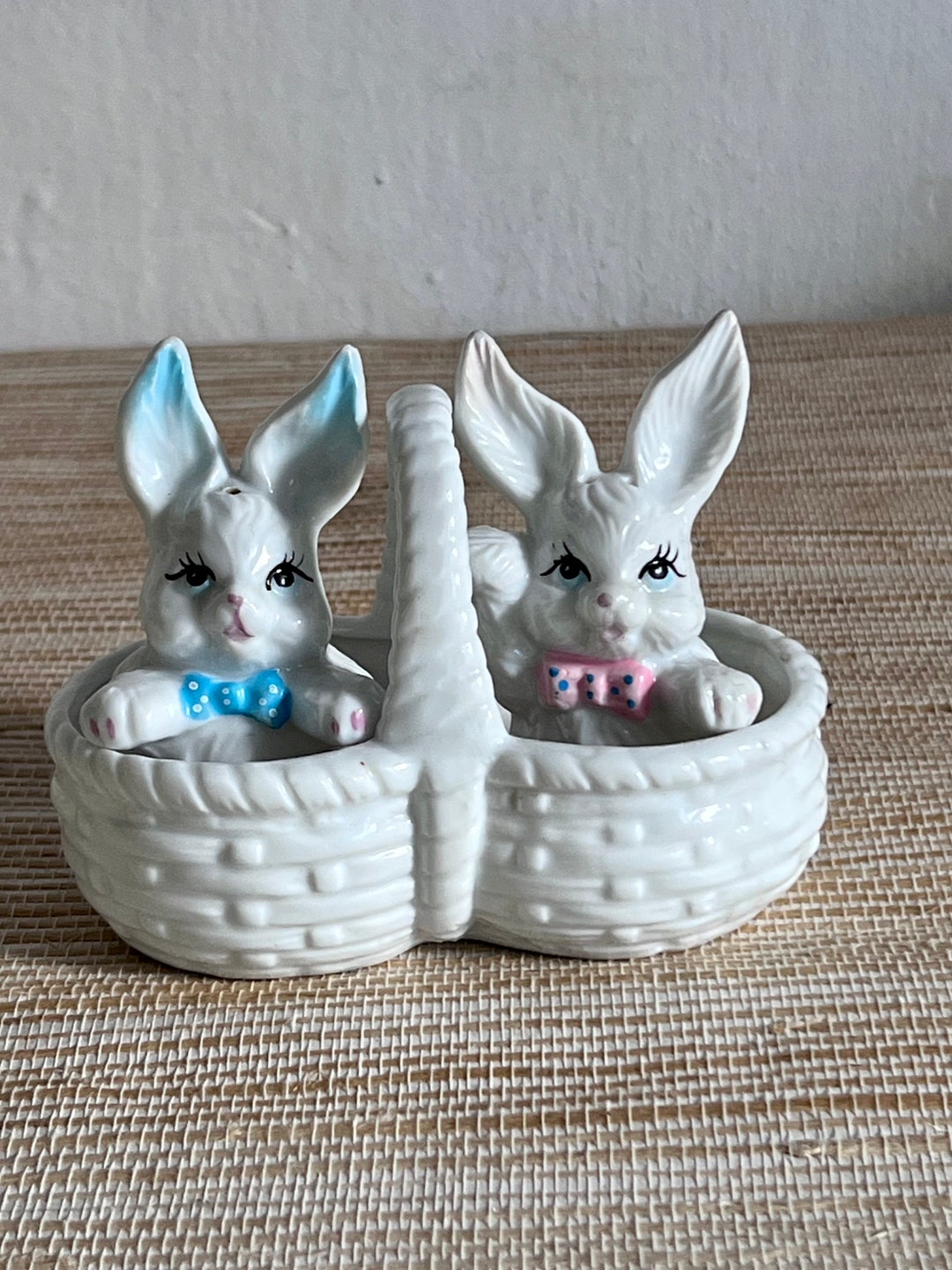 Small Vintage Rabbit Figurines From the 70s-80s Pink and Blue Rabbits ...