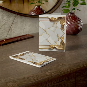 Elegantes tarjetas de felicitación de mármol: papelería hecha a mano para toda ocasión, invitaciones con estilo, tarjetas de agradecimiento únicas, diseño de lujo con lámina dorada.