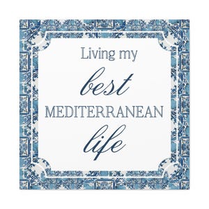 Mediterranean Life Canvas Art, Wall Decor, Inspirational Gift, Home Aesthetic, Ocean-Inspired Decor, Living Room Art