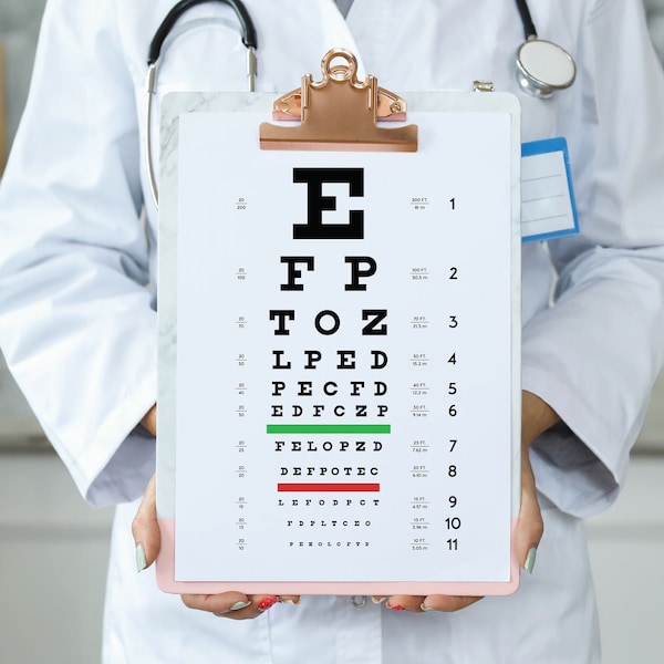 Eye Chart 'Snellen' | Eye Test Doctor | Vision Test | Ophthalmology Eye Exam Poster | Ophthalmologist Eyechart Wall Decor | i.a. Cricut File