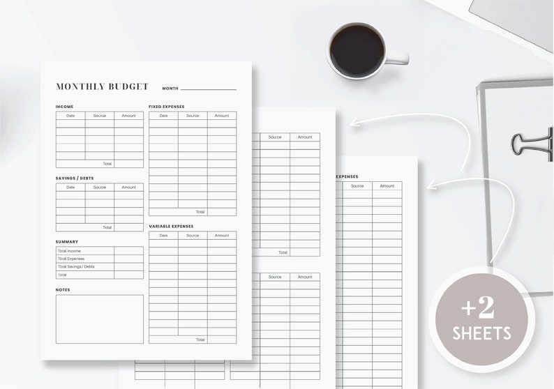 Monthly Budget Planner Template Digital & Printable Version Etsy