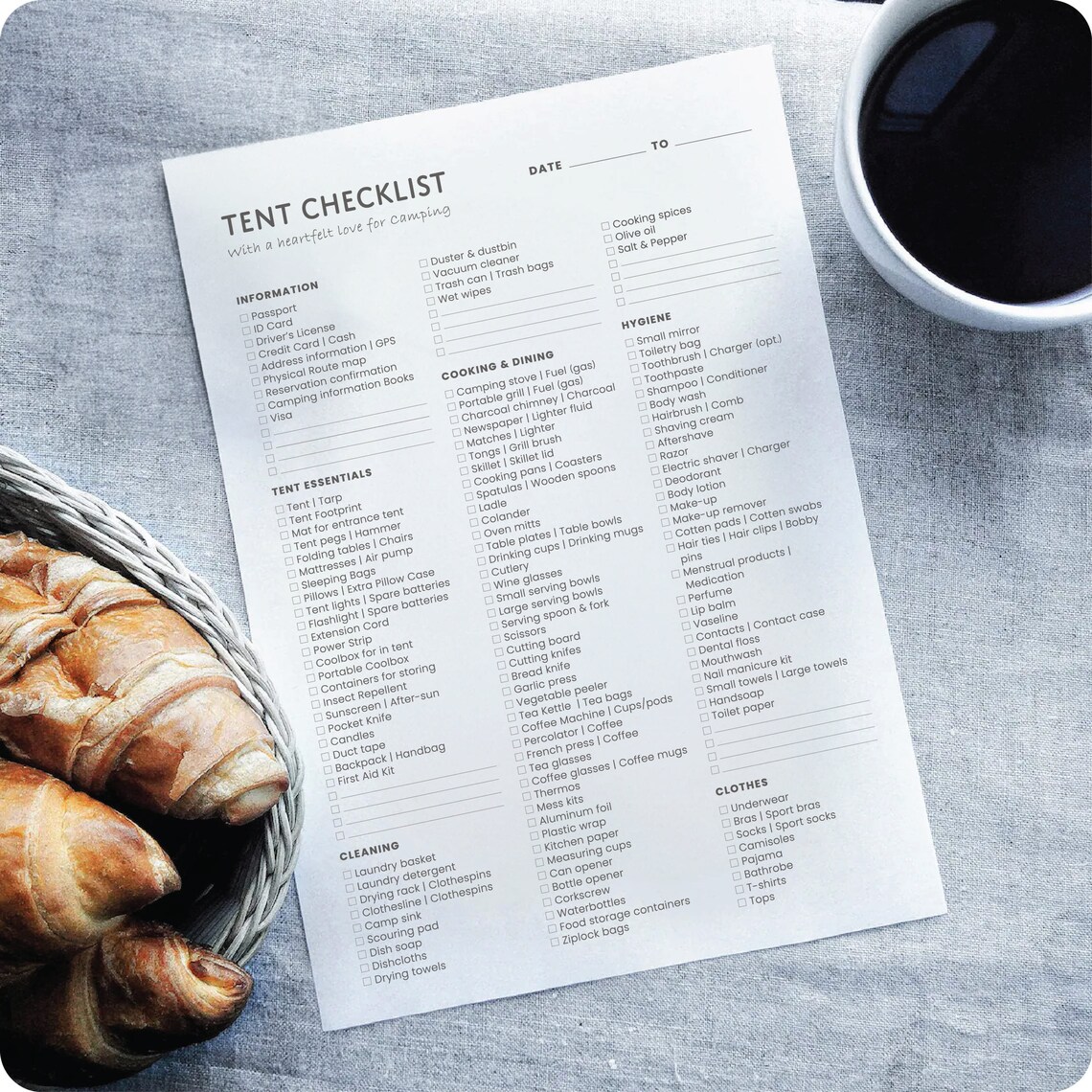 Camping Checklist Packing List for Tent Family Holiday Etsy