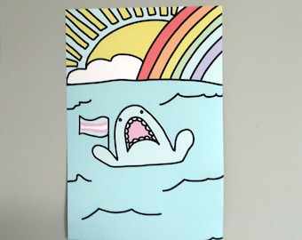 Trans Pride Shark 11x17 Poster Print