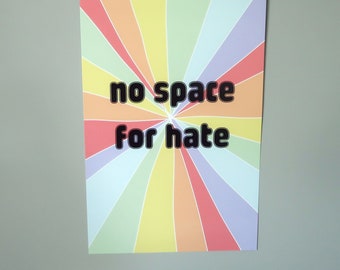 LGBTQ+ Pride Ally 11x17 Poster Print: No Space for Hate