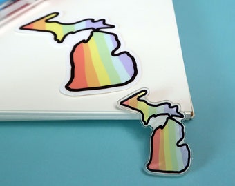 Michigan Pride Sticker and Pin Pack: LGBTQ+ Rainbow Pride