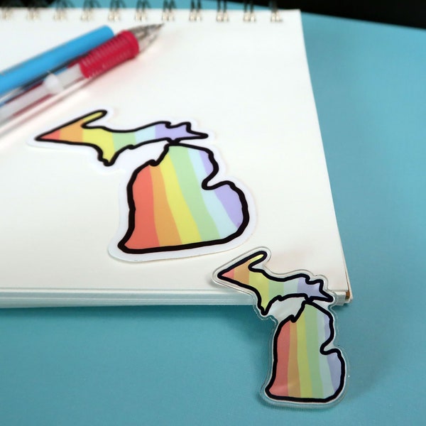 Michigan Pride Sticker and Pin Pack: LGBTQ+ Rainbow Pride