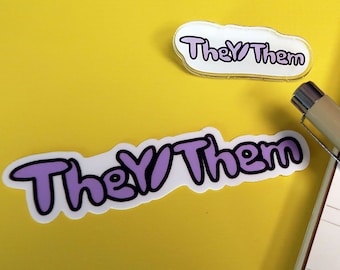 They/Them Pronoun Pin and Sticker Pack