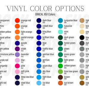 Oracal 651 Vinyl Color Options Editable Color Chart Canva Template