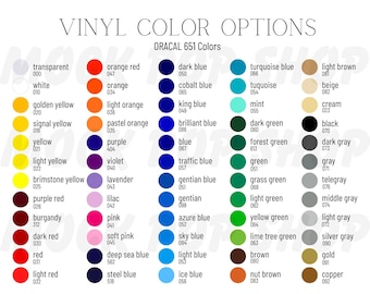 Oracal 651 Vinyl Color Options Editable Color Chart Canva Template