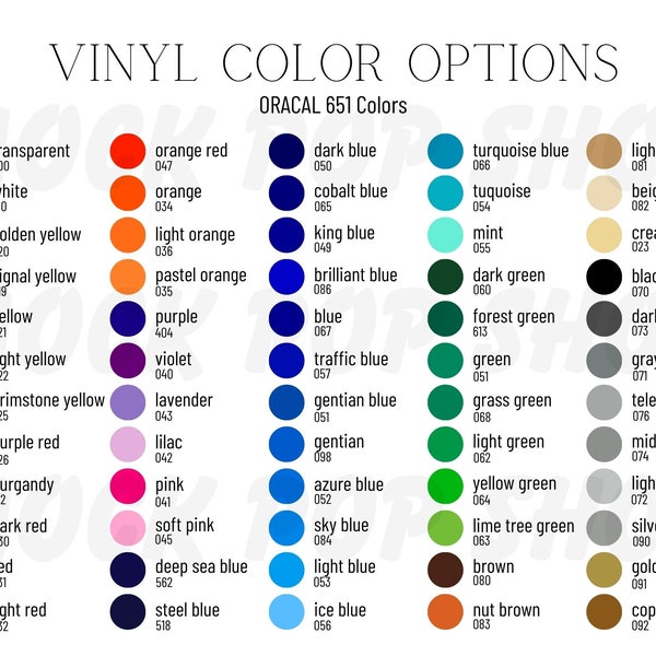 Oracal 651 Vinyl Color Options Editable Color Chart Canva Template