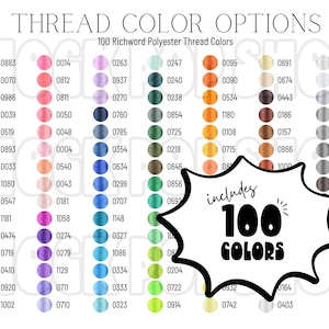 Richword Polyester Thread 100 Colors Editable Embroidery Thread Color Chart Canva Template