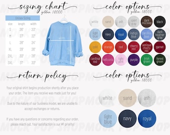 Gildan 18000 Crewneck Sweatshirt Simple Editable Size Chart Color Chart Bundle