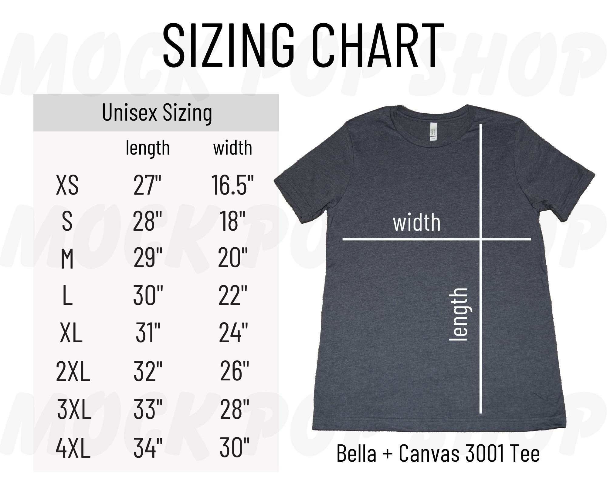 Bella Canvas 3001 Size Chart Minimalist Bella Canvas 3001 Sizing Chart ...