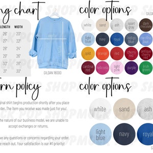 Gildan 18000 Crewneck Sweatshirt Editable Size Chart Color Chart Bundle