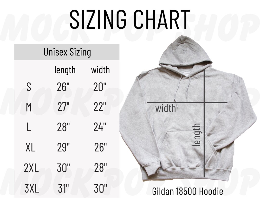 Gildan 18500 Size Chart Minimalist Gildan 18500 Sizing Chart - Etsy