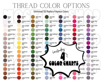 Simthread 120 Madiera Polyneon, 80 Janome, 63 Spools & 40 Brother Colors Editable Embroidery Thread Color Chart Canva Template