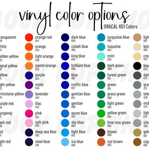 Editable Oracal 651 Vinyl Color Chart, Canva Template for Cricut silhouette  Business, Downloadable, Printable