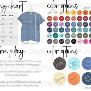 Comfort Colors 1717 Size Chart Color Chart Editable Canva Template Bundle