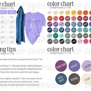 Comfort Colors 1717 Purple Size Chart Color Chart Editable Template Bundle