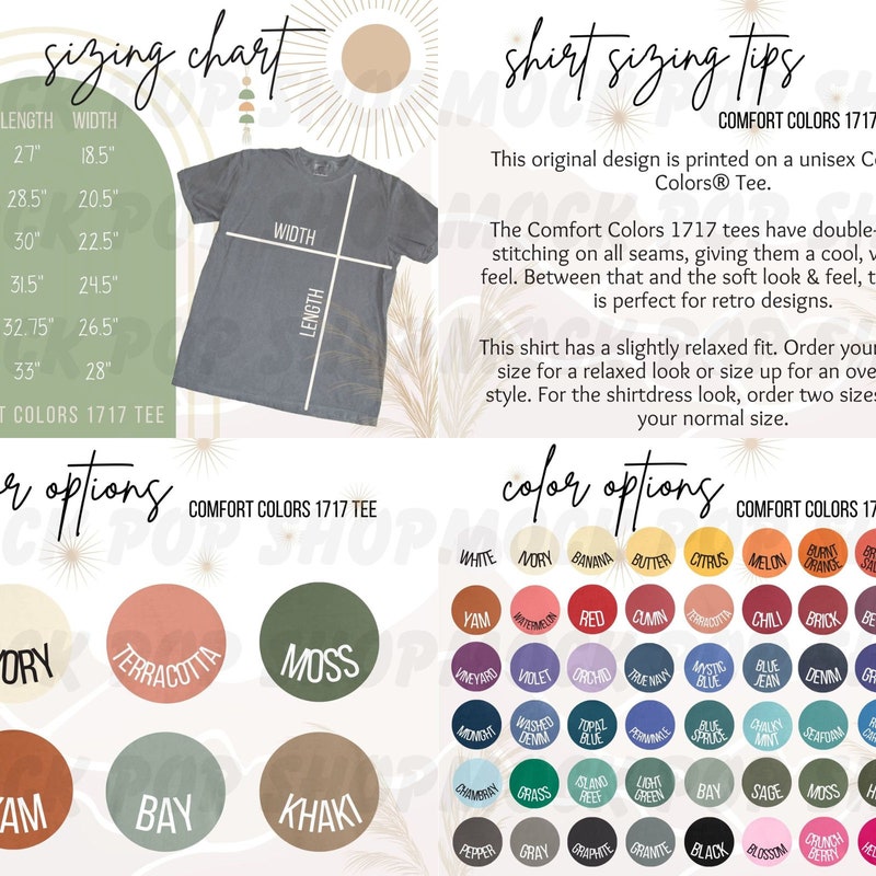 Comfort Color Chart - Etsy