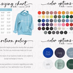 Bella + Canvas 3719 Hoodie Simple Editable Size Chart Color Chart Bundle