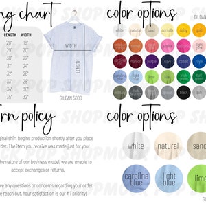 Gildan 5000 Editable Size Chart Color Chart Canva Template Bundle