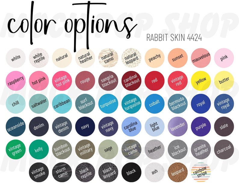 Rabbit Skin 4424 Editable Color Chart