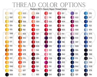 Madiera Rayon 222 Thread Colors Editable Color Chart Canva Template - Digital Download