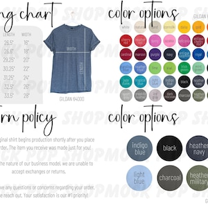 Gildan 64000 Tee Editable Size Chart Color Chart Canva Template Bundle