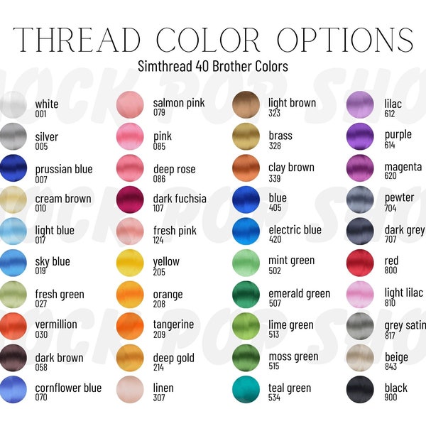 Simthread 40 Thread Brother-kleuropties Bewerkbare kleurenkaart Canva-sjabloon