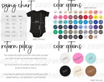Rabbit Skin 4424 Onesie Size Chart Color Chart Editable Canva Template Bundle