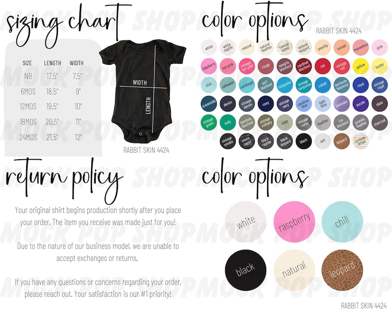 Rabbit Skin 4424 Editable Size Chart Color Chart Canva Template Bundle