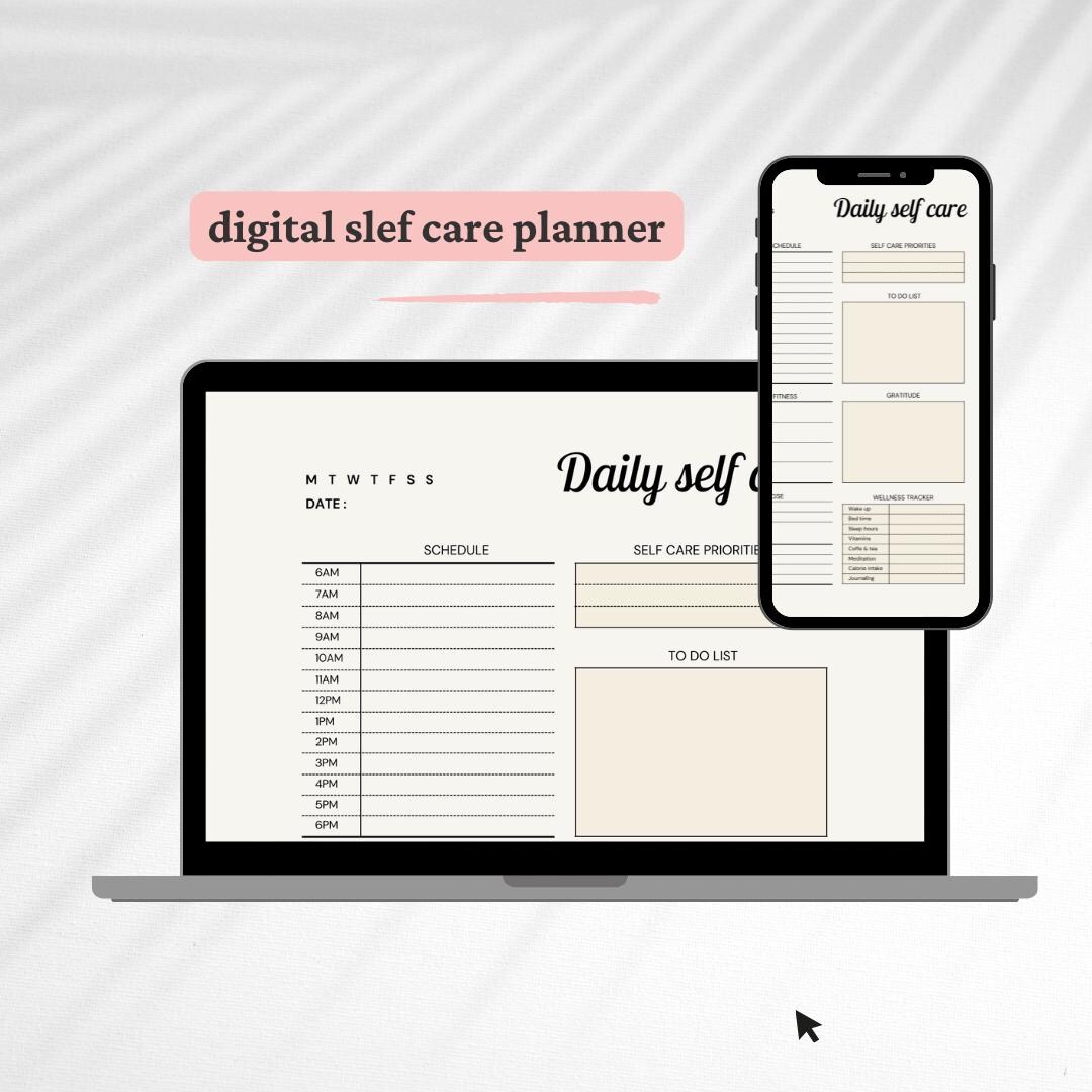 Daily Self Care Planner Printable | Minimal Wellness & Productivity ...