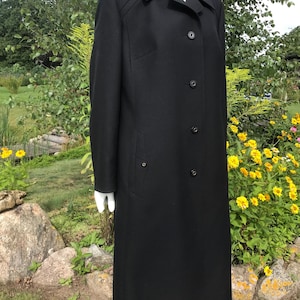 Vintage 70s 80s Stadick Modell Luxury Coat Pure New Wool Black Minimal Medium Buttons Closure  Black Womens Vintage Coat Ladies Size XL