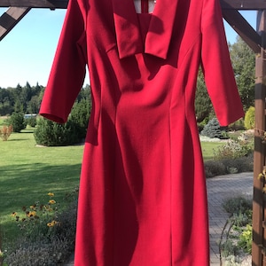 Vintage 1950s 1960&#39;s Mid Century half sleeve cocktail wiggle dress fitted red pencil dress Sailor Collar retro dress elegant dress Size XS