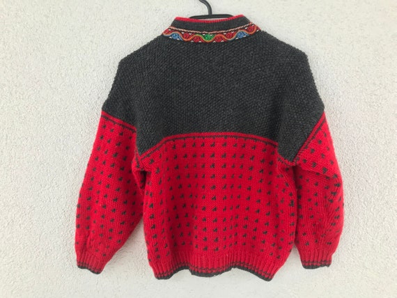 Vintage Red Children Sweater Girl's Sweater unise… - image 3