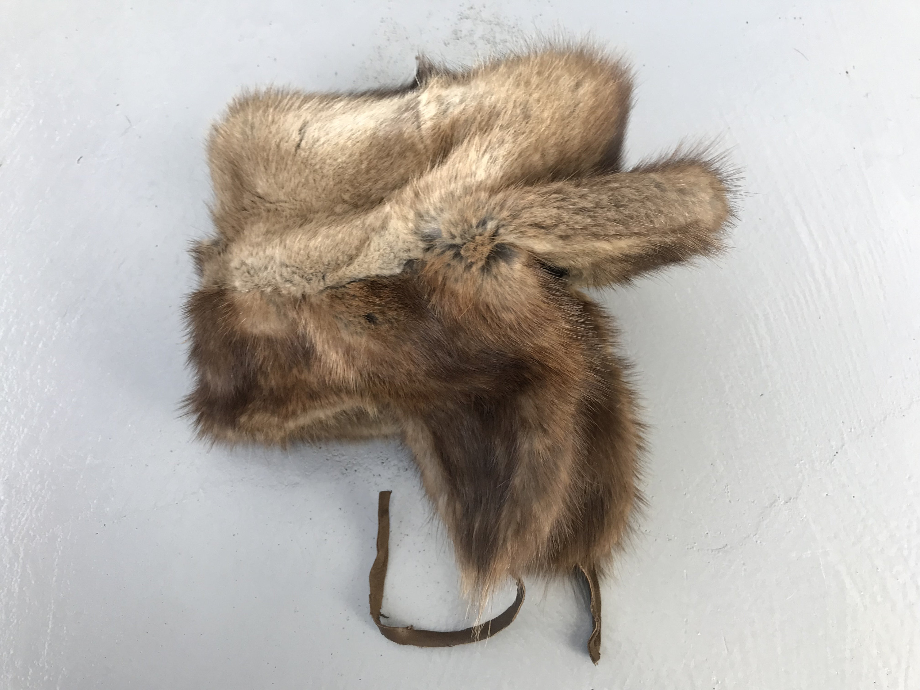 Vintage 80s Ear Flaps Trapper Trooper Winter Hat Real Fur Trapper