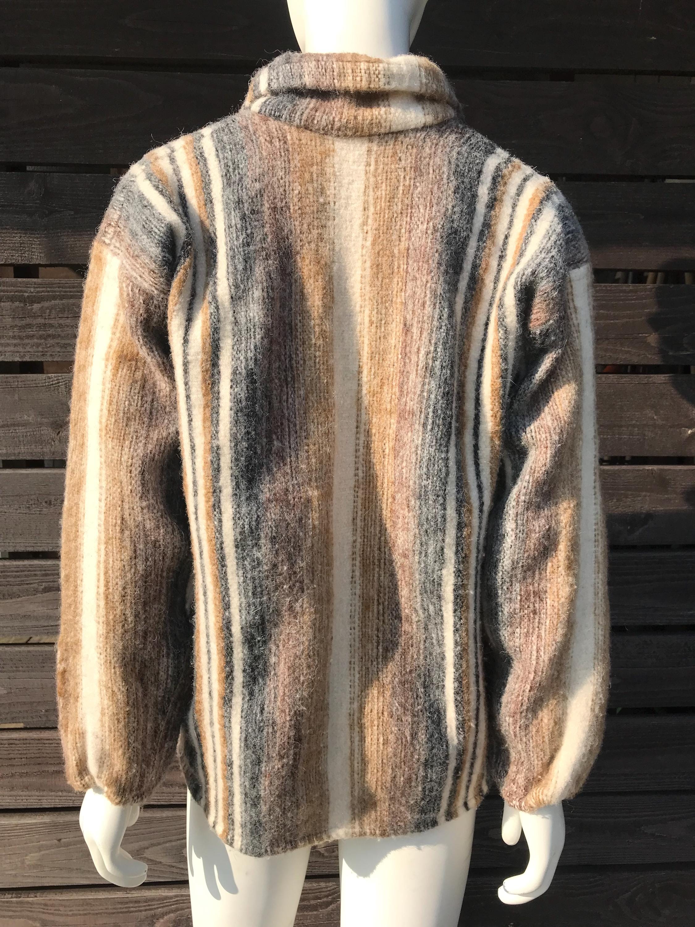 Vintage 90s Handwoven Wool Cardigan Short Wool Jacket With Pockets