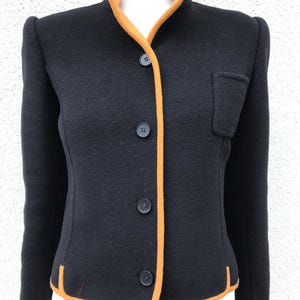 Vintage 80s Jacket designed by Walter Gross Wool Button Blazer Warm Women&#39;s Winter Jacket Short Cropped Blazer Classic Women&#39;s Jacket Small